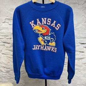 Vtg NBA 80s raglan Kansas Jayhawks Sweatshirt Logo 7 USA Basketball Minty EUC